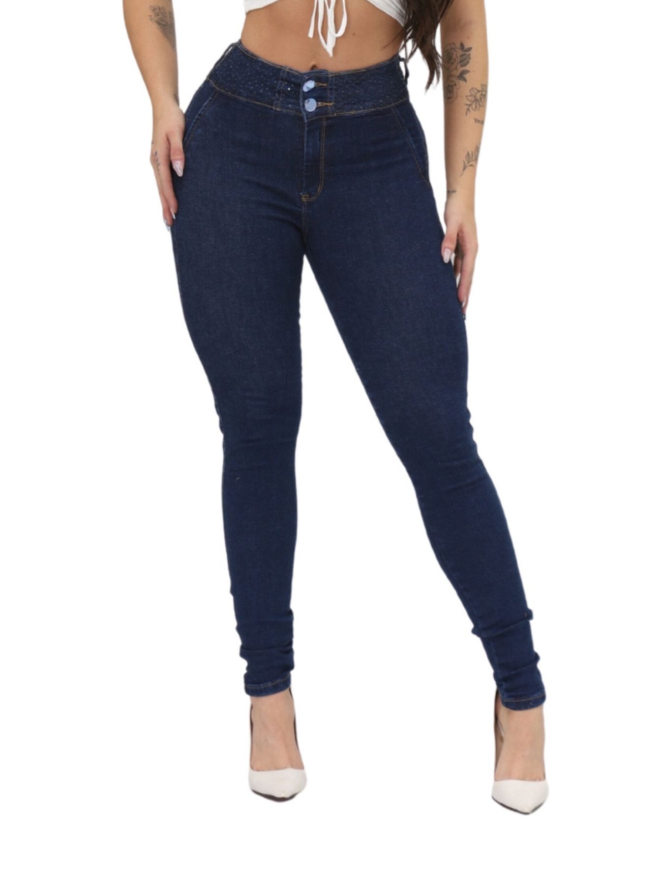 Jeans de elevação de bunda elástica feminina, cintura alta, perna fina,  estiramento, calças grandes, jeans, moda, 2023 - AliExpress