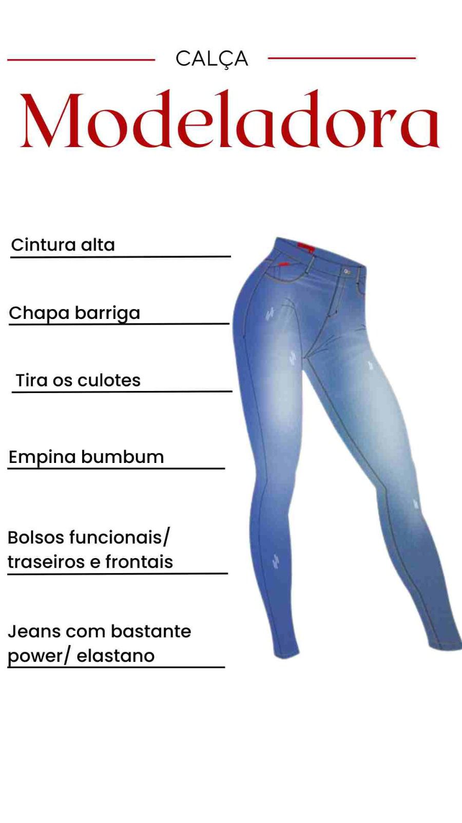 Calça Jeans Modeladora Lipo Comprime Barriga Levanta Bumbum – Deerf Jeans